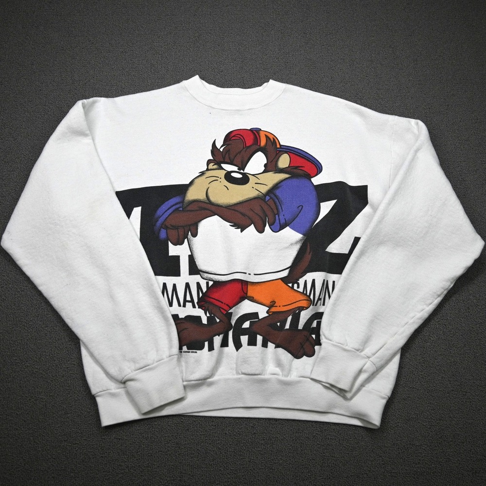 Vintage‎ Jerry Leigh Taz Tasmanian Devil Sweatshirt White 90s Graphic Crewneck
